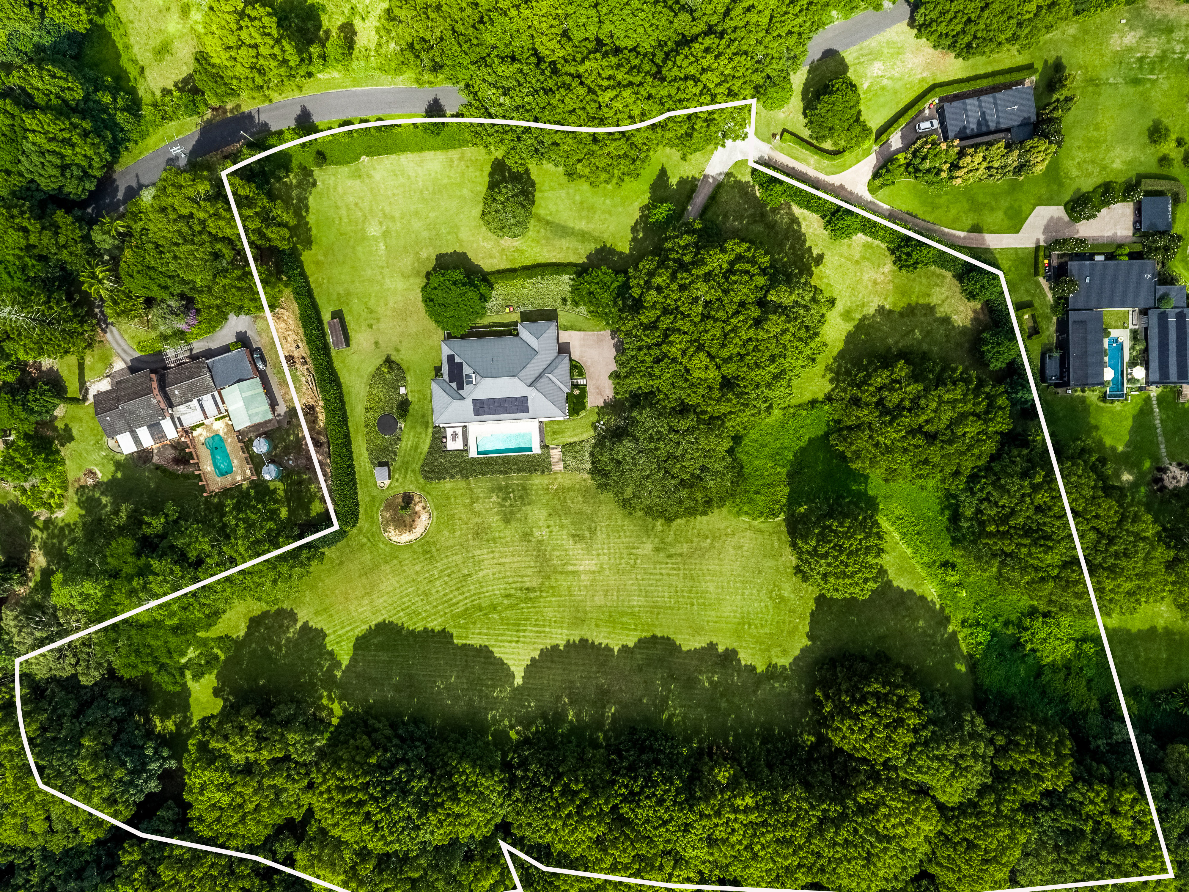 Overhead drone photography showing full block and boundary — aerial property photography Northern Rivers